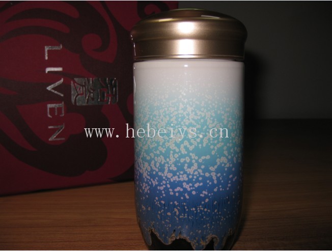 唐轩-小雪晶 单层随身杯(绿紫釉) 活瓷养生杯供