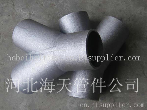 鞍钢 材质: 不锈钢 产品摘要: y型三通在直线方向的两端同径与之垂直