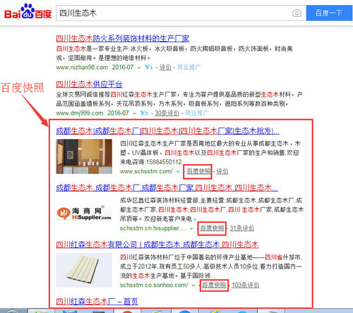 那些信息属于百度快照?