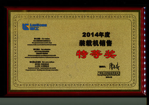 2014年装载机销售特等奖