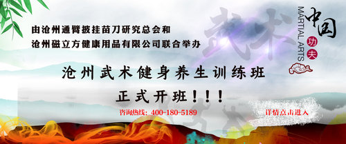 欢迎参加”沧州武术健身养生训练班”!