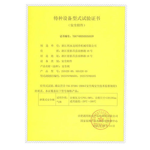 特种设备型式试验证书